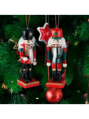 Renkli 2 Parça 12 cm Nutcracker, Yeni Yıl Dekorasyonu, Şık ve Eğlenceli Tasarım