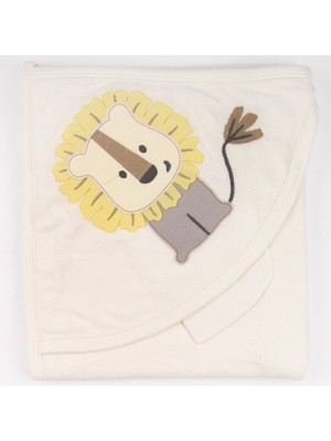 The Secret Desire Aslan Nakışlı Kapüşonlu Bebek Havlusu – %100 Pamuk Yumuşak Paspel Kenarlı