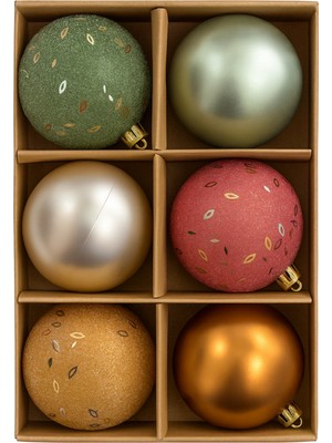 Okavango 6 Adet Lüx Yılbaşı Ağacı Süsü Set Ağacı Süslemeleri Topları Topu Parti Asılı Top Yılbaşı Süsleri 8 cm (Karışık)