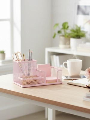 Need ND-1033 Metal Mesh Masaüstü Organizer – 3 Bölmeli, Çok Amaçlı Düzenleyici