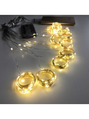 Sarı LED Işık 5m Usb, Kumandalı, 8 Modlu Bakır Telli Dekorasyon Aydınlatma