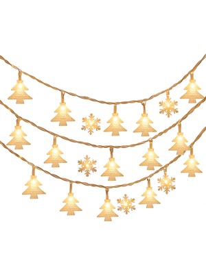 Yılbaşı Temalı LED Işık Süsü, 3 Metre, Sıcak Sarı Işık, Dekoratif ve Şık Tasarım