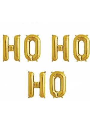 Yılbaşı Gold Ho Ho Ho Folyo Balon 90 Cm, Şık ve Parlak Kutlama Dekoru