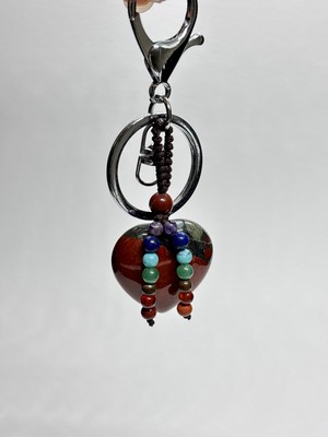 Gemsartdeco Jasper Doğaltaş Anahtarlık Charm Kalp