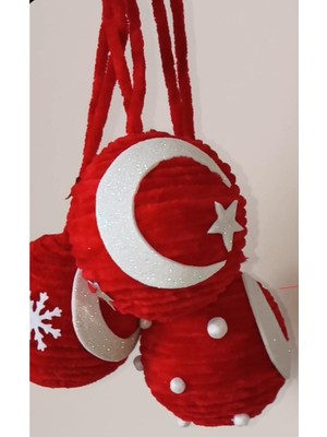 3'lü Türk Bayraklı Kırmızı Toplar, Şık ve Eğlenceli Spor Topları Seti