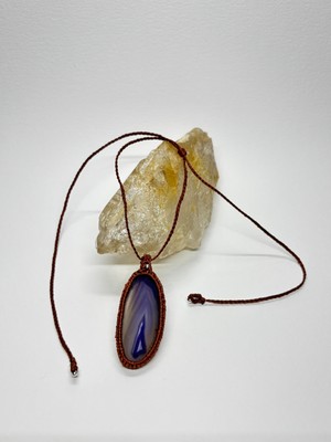 Gemsartdeco Enerji Düzenleyici Mor Akik Kolye