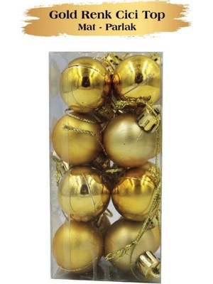 Yılbaşı Top Süs 3 cm Mat Parlak Gold, 16'lı Set, Şık ve Renkli Dekorasyon Seçeneği
