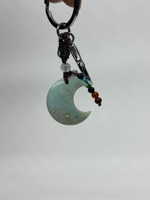 Gemsartdeco Amazonit Doğaltaş Duygusal Denge Anahtarlığı Charm Hilal