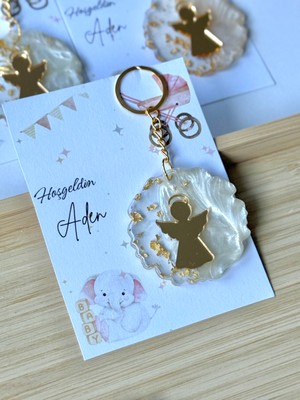 Altın Melek Figürlü Bebek Hediyeliği Anahtarlık – 20’li Set ( Doğum Günü , Baby Shower,sünnet)