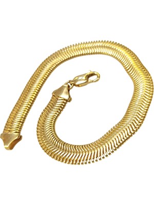 Genel 8mm Balıık Sırtı Zincir Bileklik Künye 14 Ayar Altın Hd Videolu