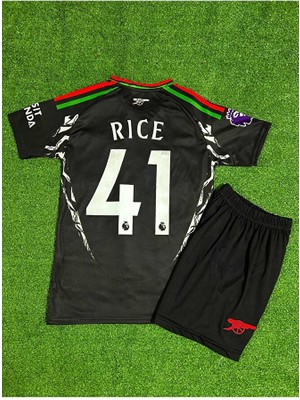 Maharet Arsenal 2024/25 Yeni Sezon Declan Rice Deplasman Çocuk Forması 2'li Set (Black)