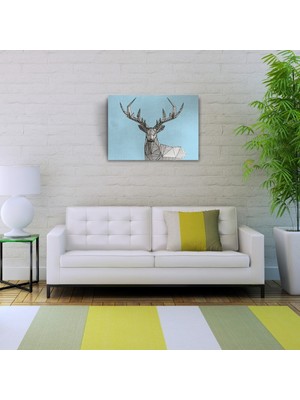 İşsevenler Geyik Temalı Soyut Çalışma Kanvas Tablo 50 x 70
