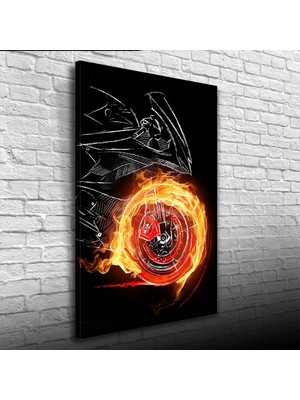 İşsevenler Siyah ve Turuncu Tonlarda  Spor Motosiklet Kanvas Tablo 50 x 70