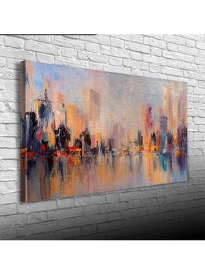 İşsevenler Renkli Kayıp Şehir Canvas Tablo (60x120)