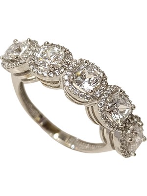 Genel Halo Beş Taş Yüzük 14 Ayar Altın Hd Videolu