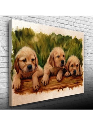 İşsevenler Yavru Köpekler Canvas Tablo (50x70)