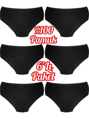 Özten 6'lı Paket %100 Pamuk Kalpli Yüksek Bel Bato Kadın Külot OZT6100