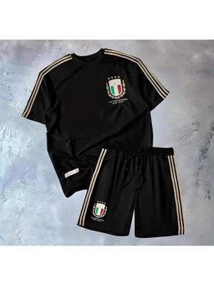 Maharet Italya Milli Takımı 125.YIL Özel Üretim Siyah Çocuk Forması 3'lü Set