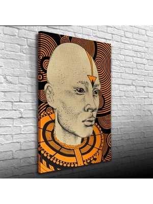 İşsevenler Soyut Erkek Portre Gri ve Turuncu Tonlarda Kanvas Tablo 50 x 70