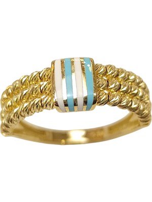 Genel Mineli Üç Sıralı Dorika Toplu Taşsız Yüzük 14 Ayar Altın Hd Videolu