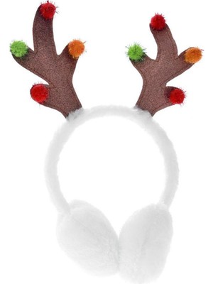 Renkli 28CM Peluş Geyik Kulaklık, Yılbaşı Temalı, Eğlenceli ve Yumuşak Tasarım