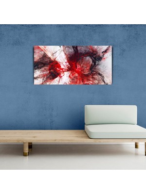 İşsevenler Mavi ve Kırmız Tonlarda Soyut Kanvas Tablo 60 x 120