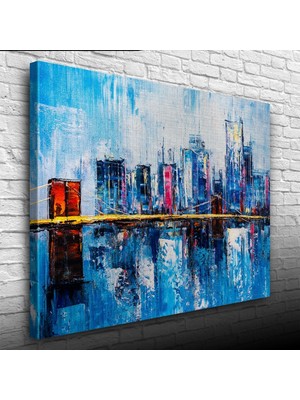 İşsevenler Gökdelenler ile köprünün yansıması Yağlıboya Kanvas Tablo 50 x 70