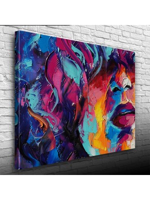 İşsevenler Soyut,  Renkli , Yağlıboya Dokulu Kanvas Tablo 50 x 70