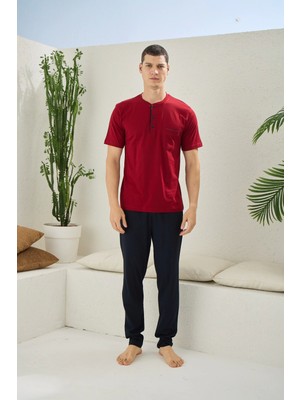 NemereSoft Kocabey 2090 Erkek Midi Yaka Pijama Takım