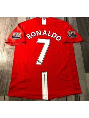 Maharet 2008 Sezon Cristiano Ronaldo Kırmızı Kısa Kol Yetişkin Futbol Forması (Kırmızı) Ag