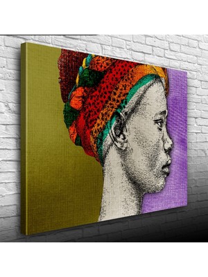 İşsevenler Afrikalı Yerli Kadın Portresi Kanvas Tablo 50 x 70