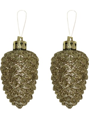 Beyaz Kozalak Yılbaşı Süsü Çiftli Takım, Şık ve Zarif Dekorasyon Aksesuarları