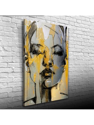 İşsevenler Dekoratif Karakalem Soyut Kadın Portresi Kanvas Tablo 50 x 70