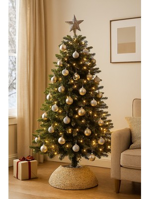 12'li Renkli Parlak Simli Top Süsler, 4 Cm, Yılbaşı ve Dekorasyon Için Şık Süsler