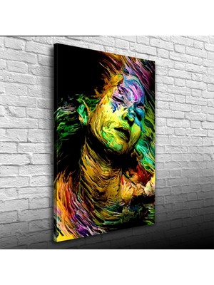 İşsevenler Dekoratif , Soyut , Renkli Kadın Tasvirli  Kanvas Tablo 50 x 70