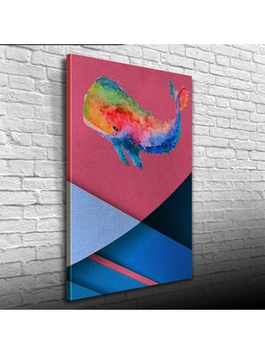 İşsevenler Soyut Balina , Pastel Renklerde Kanvas Tablo 50 x 70