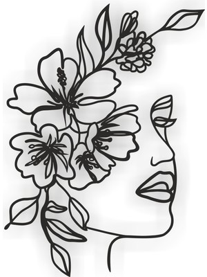 As Tasarım Yüz Modeli Ahşap Dekorasyon Duvar Süs Tablo 40X55 cm Siyah Renk