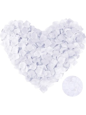 Beyaz Gül Yaprağı Şekilli Konfeti, 5 Paket, 500 Adet, Renkli ve Şık Dekorasyon Malzemesi