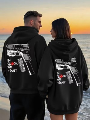 Nevermind Glock Grafik Baskılı Beyaz Hoodie – Sokak Modası Unisex Kapüşonlu Sweatshirt Oversize
