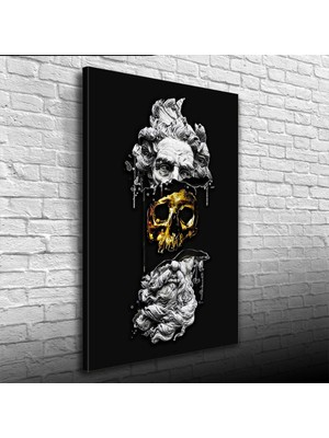 İşsevenler Soyut Siyah Gri Tonlarda Heykel Figürü Kanvas Tablo 50 x 70