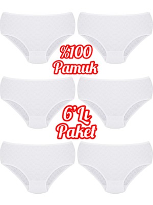 Özten 6'lı Paket %100 Pamuk Kalpli Yüksek Bel Bato Kadın Külot OZT6100