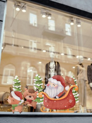 Renkli Noel Geyikleri ve Kızaklı Noel Baba Süsleri, Sevimli Yılbaşı Dekorları