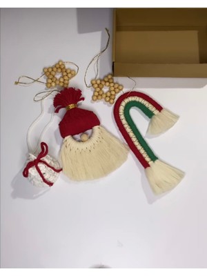 Renkli Noel Çam Ağacı Süsü, Yılbaşı Dekorasyonu ve Hediyelik Makrome Cüce
