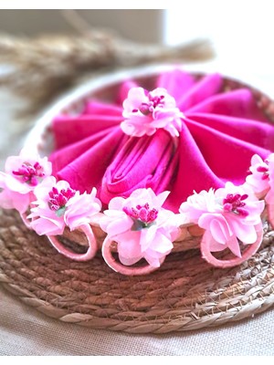 6'lı Pembe Çiçek Peçete Yüzüğü Takımı, Şık ve Zarif Masa Süsü