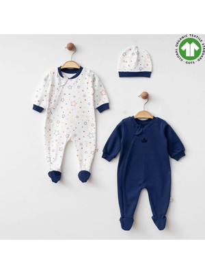 Blumi Kids Organik Fermuarlı Yenidoğan Tulum Seti (3’lü)