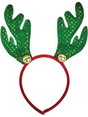 Çok Renkli Geyik Figürlü Yılbaşı Taç Pullu Zilli Model