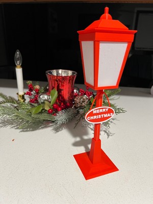 Sokak Lambası Temalı Yılbaşı LED Mumluk, 30 Cm, LED Mum Dahildir, Şık ve Sıcak Atmosfer.