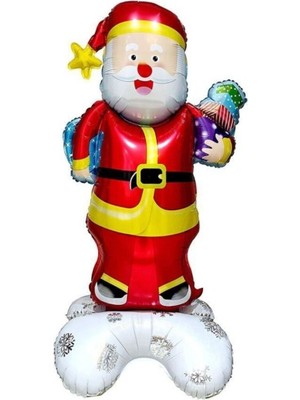 Yılbaşı Partisi Noel Baba Folyo Balon 156 Cm, Hediye Paketli, Kırmızı