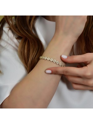 Goldium Jewellery 14 Ayar Altın Kalem Işçilikli Yonca Bileklik