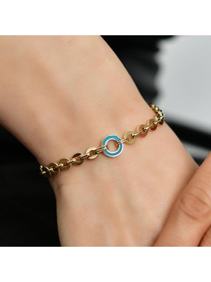 Goldium Jewellery 14 Ayar Altın Halka Mineli Zincir Bileklik